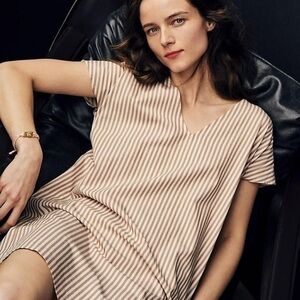 Madewell Stripe Button Back Easy Shift Dress NWT